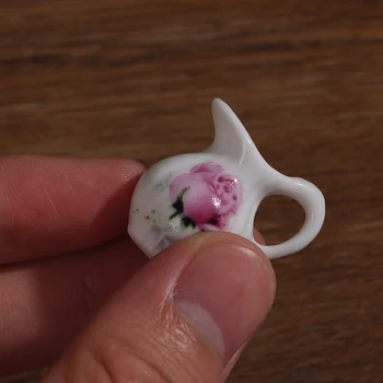1pc Mielas Gėlių Raštas Mini Keramikos Vazos Įvairių Formų Plokštelės Lėlių Miniatiūros Priedai