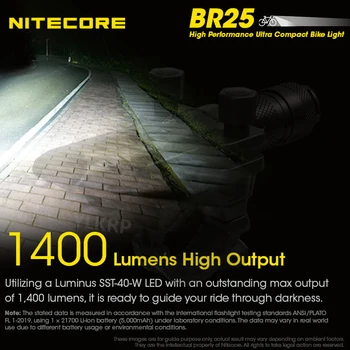Nitecore BR25 Bikelight Luminus SST-40-W 1400LM Daugiafunkcinis Ortable Dviračio Žibintas su NL2150R Baterija Kempingas