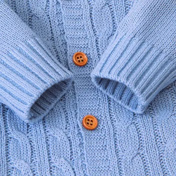 (0-2Y) Kūdikių jumpsuit ilgomis rankovėmis megzti vientisa spalva khaki boutique žiemos megztinis megztas jumpsuit gabalas šiltų drabužių S4