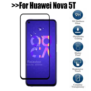 1-2vnt objektyvas kino grūdintas stiklas huawei nova 5t Nova5t stiklo screen protector for Huawei huaweii huwei Nova 5 t glas 6.26