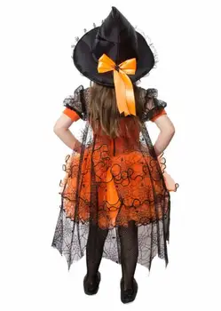 1-5T Karšto Naujas Mados Vaikai Mergaičių Ragana Nėrinių Princesė Dress Mergaitės Helovinas Moliūgų Šalis, Kostiumai, Suknelės ropa de bebe 