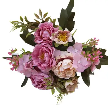 1 Dirbtinių Gėlių Puokštė Šviežių Rankų darbo-išlaikyti Dirbtiniais Šilko Gėlių Daugiafunkcinė Netikrą Rose Namų