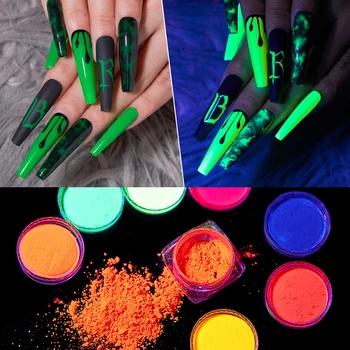 1 Dėžutė Nagų Šviesos Milteliai Neon Pigmento Miltelių Fluorescencinis Švytėjimas Tamsoje Spalvinga Šviesos Blizgučiai Nagų Dailės Papuošalai