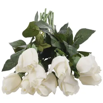 10 Vnt. Naujų Gražių Nekilnojamojo Touch Rožės Pumpuras Latekso Dirbtinių Gėlių Namų Vestuves Kambarį Apdaila Puokštė Gėlių