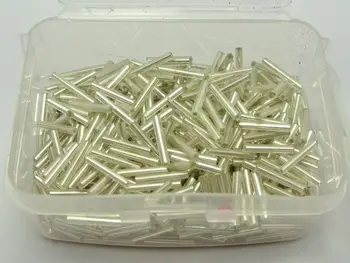 1000 Stiklinis Vamzdelis Trimito Sėklos Karoliukai 2X12mm Balta + Laikymo Dėžutė