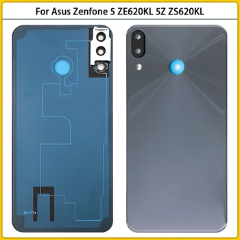 10VNT Už Asus Zenfone 5 ZE620KL 5Z ZS620KL Baterija, galinis Dangtelis Galinių Durelių Stiklo plokštės ZE620KL Būsto Atveju Fotoaparatas Objektyvo