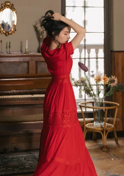 2 Spalvos, Raudonas Ir Baltas Medvilnės Moteris Ilga Suknelė Vasarai Korėjos Streetwear Tuščiaviduriai Iš V-Kaklo Didelio Dydžio Paplūdimio Suknelės Vestido Branco