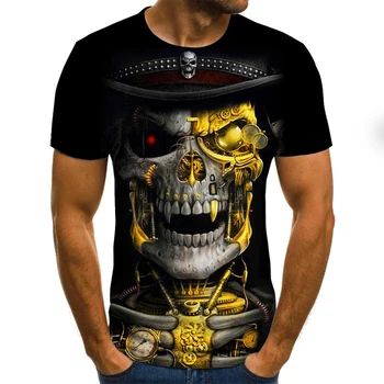 2020 naujos siaubo vyriški T-shirt vasaros mados viršūnes 3D kaukolė demonas temą marškinėliai vyriški O-shirt marškiniai plius dydis streetwear