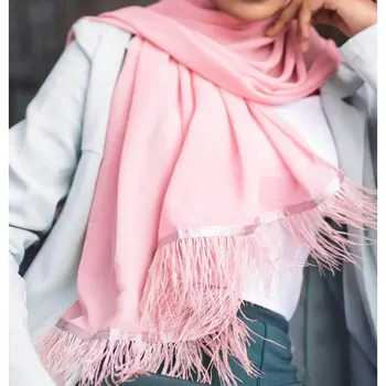 2020 naujų Plunksnų šifono skara hijab paprastas burbulas musulmonų moterims, šalikai skara turbaną 180X75cm