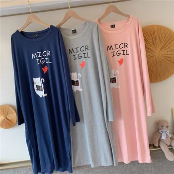 2021 Moterų Laišką Nightgowns Sleepshirts Sleepwear Atsitiktinis Prarasti Miego Marškinėliai Spausdinami Naktį Suknelė Trumpomis Rankovėmis Naktiniai Drabužiai