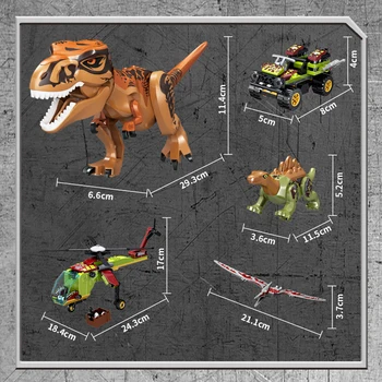 2021 Naujas Juros periodo Dinozaurų Parkas Pasaulio WW2 Sraigtasparnis Automobilių, Sunkvežimių Transporto priemonės Blokai Dinozaurai Duomenys Plytų Žaislas Berniukams