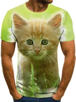 2021 Naujas Mados Suaugusiųjų Marškinėlius 3D Atspausdintas Animaciją Kačių T-shirt Gyvūnų Modelio Negabaritinių Vasaros Trumpas rankovės O-kaklo Atsitiktinis Viršūnės