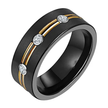 2021 Naujas Mados Žiedai Moterims Nerūdijančio Plieno Pora Papuošalai Juodo Žiedo Viduryje Asfaltuotas Kristalų Prabangių Vestuvių Priedai