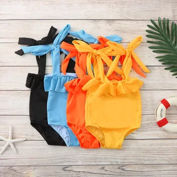 2021 NAUJAS Vasaros Bamblys Vaikams Baby Girl Bikini Peties Kaklaraištis vientisas maudymosi kostiumėlį, maudymosi Kostiumėliai, Paplūdimio Mergaičių Maudymosi Kostiumėliai #25