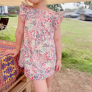 2021 Presale Gegužės 15 d. Vasaros bamblys, vaikams, suknelės trumpomis rankovėmis gėlių triušis modelis saldus mergaičių suknelė