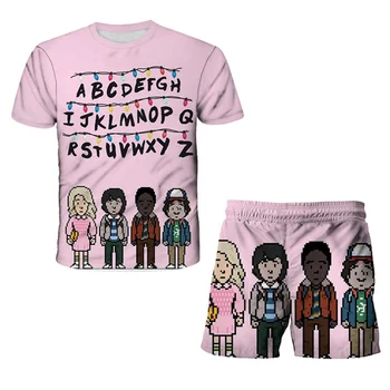 2021 Vaikų Nustatytas 3D atspausdintas T-Shirt Svetimas Dalykų, Juokinga, Mergaičių, Kūdikių Berniukų Vasaros marškinėliai Atsitiktinis Streetwear 