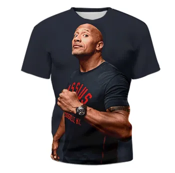2021 Vasaros Nauja, vyriški T-shirt 3D Dwayne Johnson, Print T-shirt Cool Atsitiktinis Mados Hip-Hop Apvalios Kaklo Fitneso Sporto Trumpas Rankovės