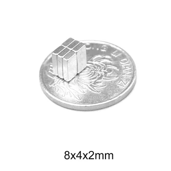 20~800PCS 8X4X2 mm neodimio nuolatinis magnetas 8mm X 4mm Nuolatinis Neodimio Magnetai, Stiprūs, 8x4x2mm Nedidelis daugiabutis Magnetas 8*4*2 mm