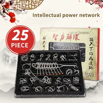 25Pcs Metalo Galvosūkiai Smegenų Erzinti IQ Testas Geležies Nuorodą Atrakinti Susikabinti Kinijos Žiedas Žaidimas Magic Trick Atsarginiais Švietimo Žaislai