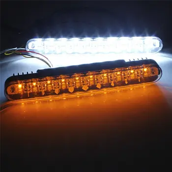 2X30 LED Dienos Veikia Šviesos DRL Posūkio Signalo Lemputė, Rūko Baltojo Gintaro