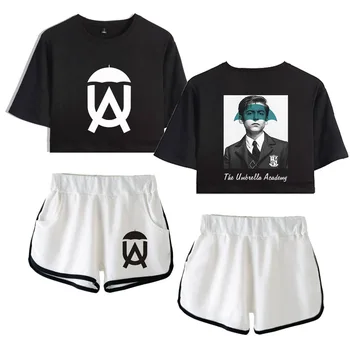 3D Hip-Hop Umbrella Academy 2-piece atspausdintas T-shirt streetwear top + shorts merginos sexy sportinę kvėpuojantis kostiumas