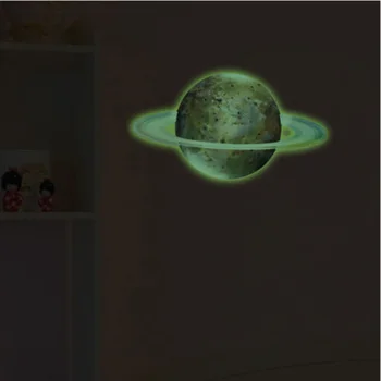 3D Planetos Flourescent Šviesos sienų lipdukai vaikams kambariai Žvaigždės kosminėje erdvėje planetų Žemė, Saulė, Saturnas Mars plakatas Freskos mokykla