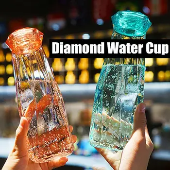 420ML Rhombus Vandens Butelis Nešiojamų Stiklinės Vaisių Sulčių Gėrimo Taurės Diamond Vandens Virdulys, Lauko Sporto Kelionės