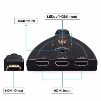 4K HDMI suderinamus Jungiklis 3x1 Switcher 1080P 3 1 iš Skirstytuvo TV hdmi kabelis thunderbolt 