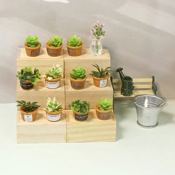 4Pcs Aukštos Kokybės Miniatiūriniai Lėlių Žalia Mini Vazoninių Ekologiškų Augalų Puodą Už Lėlių Lipdukai Naujas