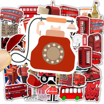50Pcs Anglija Orientyrą didžiosios Britanijos Londono Autobusų Lipdukai Telefono Dekoratyvinis Nešiojamas užrašų knygelė Bagažo Šaldytuvas Grafiti Lipdukas
