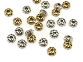 50pcs/daug 6mm Tibeto sidabras, auksas Modelis Metalo Lydinio Karoliukai, Metalinės Nepalas Buda Karoliukai Papuošalai Priėmimo
