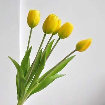 5vnt/Set Prabanga Silikono Nekilnojamojo touch Tulpių Puokštė dekoratyvinis Dirbtinės Gėlės kambarį apdaila flores artificiales