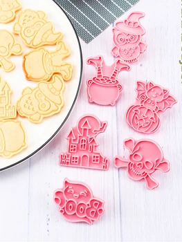 6Pcs Happy Halloween Slapukas Pelėsių Plastiko Cukraus Antspaudas Minkštas Pyragas Pelėsių Animacinių filmų Sausainių Cookie Cutters Sausainių Dekoravimo Įrankiai