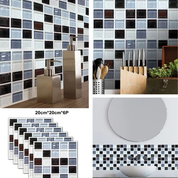6pcs modeliavimas plytelių lipdukai, vonios kambarys, virtuvė, aliejus, atsparus ir vandeniui PVC sienų lipdukai namo aukšte dekoratyvinės grindų lipdukai