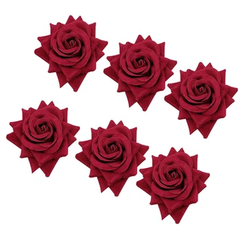 6Pcs Raudonos Rožės Formos Rankšluosčių Sagtis Servetėlių Žiedas Vestuves Viešbutis Stalo Dekoras
