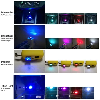 7 Spalvų Mini USB Šviesos diodų (LED) Modeliavimo Lengvųjų Automobilių, Aplinkos Šviesos Neonas Interjero Lengvojo Automobilio Salono Vidus Automobilio Šviesos Atsitiktine Spalva