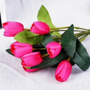 9 Vadovai Tulpių Dirbtinių Gėlių Nekilnojamojo Touch Netikrą Gėlių Tulpių Puokštė Namų Vestuvių Dekoravimas Šalies Prekių Rose Mėlyna Dovana
