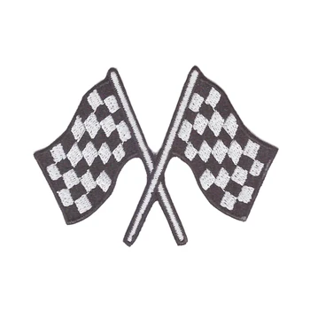 Aanywe Pleistras Languota vėliava languotas auto automobilių lenktynių rockabilly aplikacijos geležies-ant pleistro