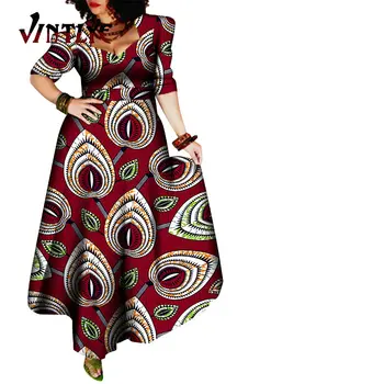 Afrikos Stiliaus Suknelės Moterims, Elegantiškas Vakare Chalatai Afrikos Šalis Maxi Suknelė Ankara Gėlių Spausdinti Skraiste Africaine Femme WY092