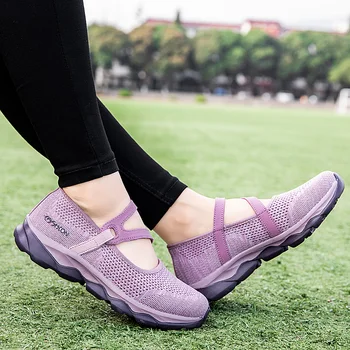 Airavata Laisvalaikio Moteriški Sportbačiai Patogus, Kvėpuojantis Vaikščiojimo Batai Užsivilkti Šviesą Mama Flatform Valtis Batų Anti-Slip