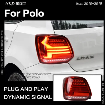 AKD Automobilių Stilius VW Polo Uodegos Šviesos 2010-2019 Polo LED Uodega Lempos LED DRL Dinaminio Stabdžio Signalas Atbulinės auto Priedai