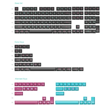 AKKO Vidurnakčio 178 Klavišus ASA Profilis du kartus-shot PBT Visą Keycaps Nustatyti, su Custom Laikymo Dėžutė Mechaninė Klaviatūra