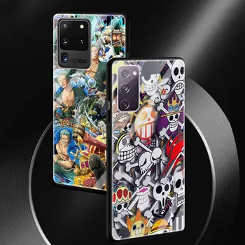 Anime One Piece Telefono dėklas Samsung Galaxy S20 FE S20 S21 Ultra S10 S10E Lite S8 S9 Plus Grūdinto Stiklo, Minkštas Kraštas 