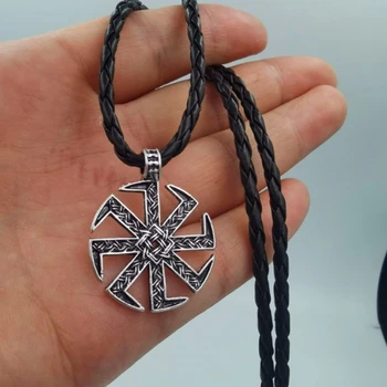 Antiquing Vyrų Viking Slavų Kolovrat Simbolis Amuletas Varantys Pakabukas Karoliai Pagonių Papuošalai
