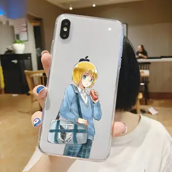 Armin Arlert anime Ataka Titan Telefono dėklas Permatomas iPhone 6 7 8 11 12-os mini pro X XS XR MAX Plus