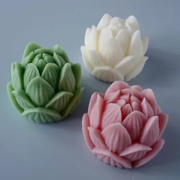 Aromaterapija Žvakės Silikono Formos 3D Lotus Gėlės Formos Muilo Silikono Forma 
