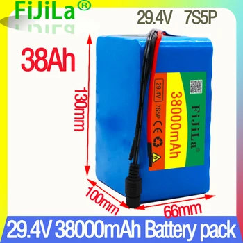 Aukštos kokybės 7S5P 24v 38Ah baterija 250w 29.4 V 38000mAh ličio jonų baterija vežimėlis elektrinis dviratis + 2A įkroviklis