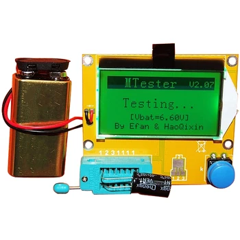 Aukštos kokybės 9V LCD ekranas ESR-T4 Mega328 Skaitmeninis Tranzistorius Testeris Diodų Triode Talpą, ESR Matuoklis MOS/PNP/NPN LCR 12864