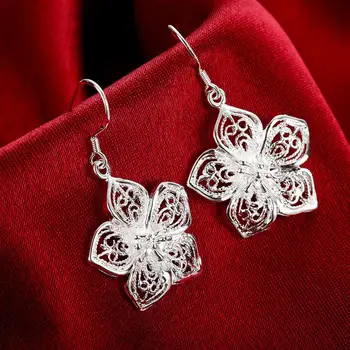 Aukštos kokybės mados prabangių Papuošalų 925 Sterlingas Sidabro Šviesą Gėlės auskarai moterims Vestuves Kalėdinių Dovanų