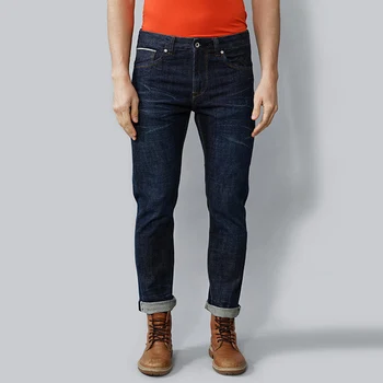 Aukštos Kokybės Retro Mados Vyrų Džinsai Tamsiai Mėlynos Tiesiai Slim Fit Redline Džinsinio Audinio Kelnės Klasikinės Dizaineris Selvedge Jeans Vyrams